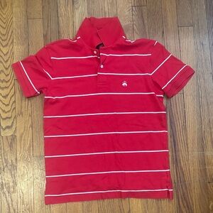 Brooks Brothers Men’s Red and White Striped Polo Shirt, XS.
